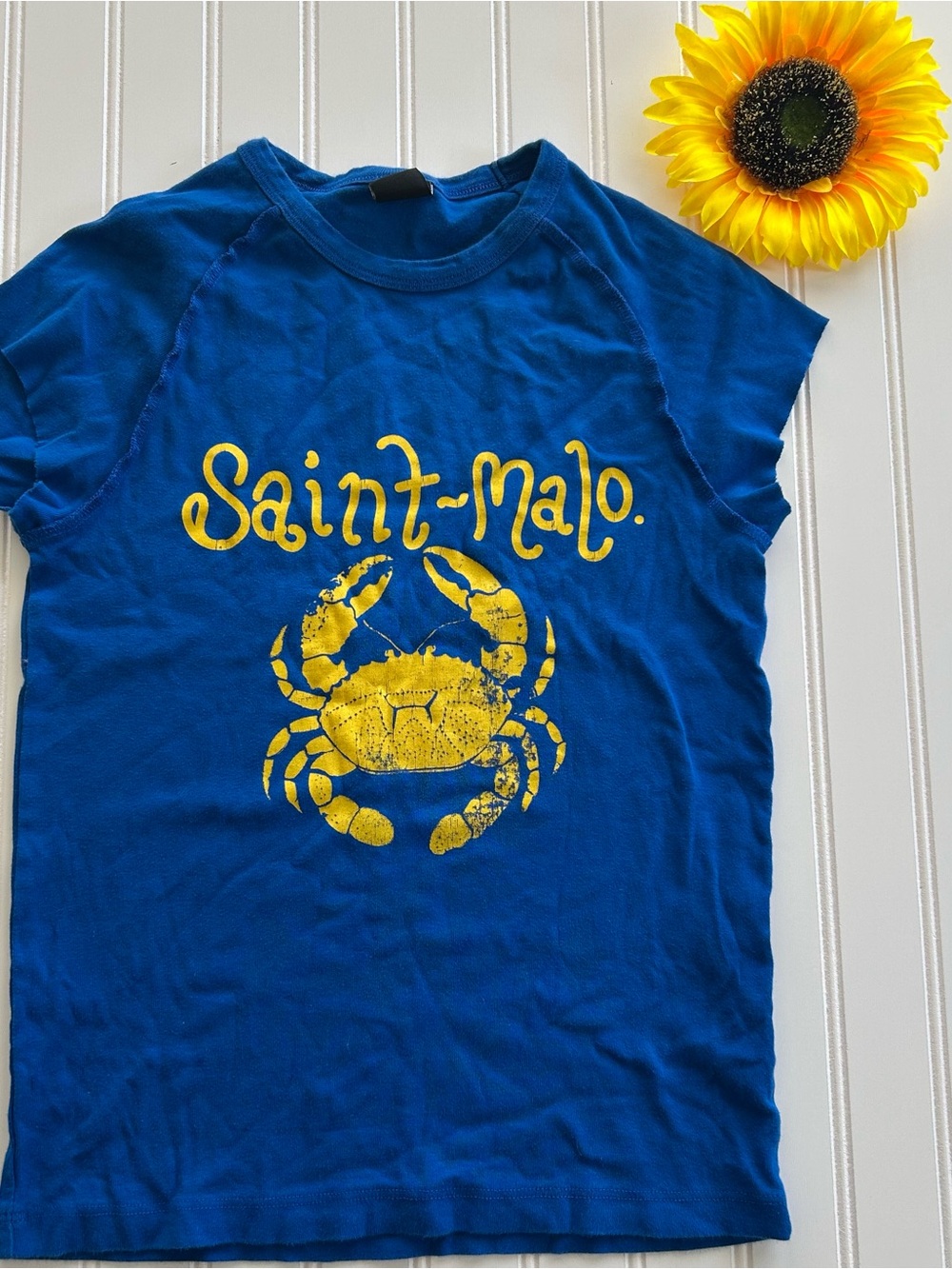 Urban Outfitters Royal Blue Tee with Yellow Crab Graphic